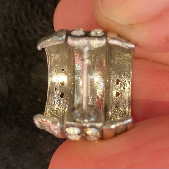 BRIGHTON retired/vintage Crystal Voyage post Huggie-type earrings - Picture 5 of 6